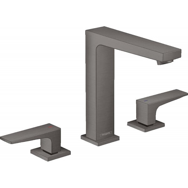 HANSGROHE - Hansgrohe Metropol 160 Mélangeur de lavabo 3 trous poignées manettes, bonde Push-Open, Noir Chromé brossé (32515340) - large