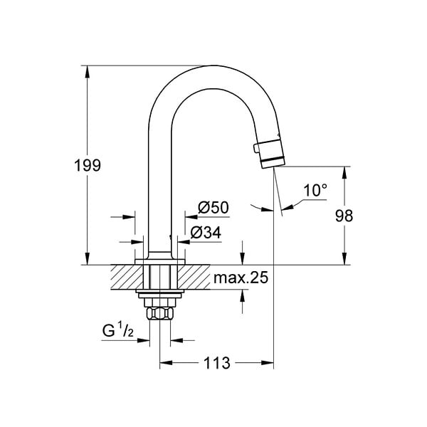 GROHE - Grohe Universal robinet monofluide, hard graphite brossé (G20201AL0) - large