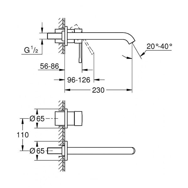 GROHE - Grohe Essence - Mitigeur monocommande 2 trous lavabo Taille L chrome (19967001-set) - large