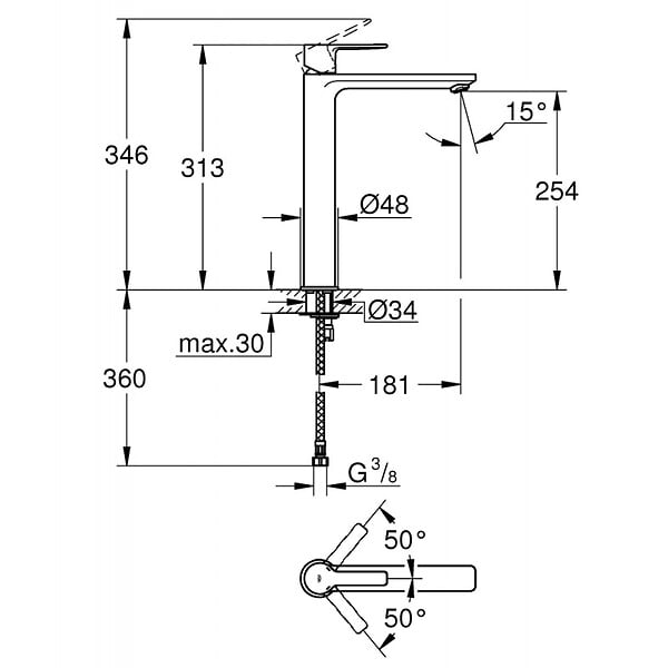 GROHE - Grohe Lineare Mitigeur Monocommande Lavabo Taille XL (23405001) - large