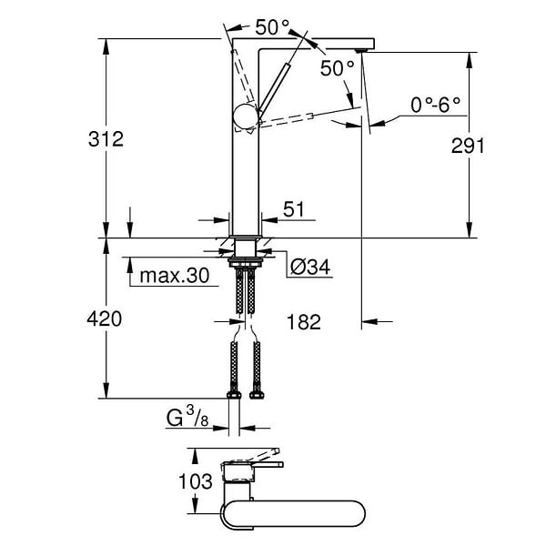 GROHE - GROHE PLUS MITIGEUR MONOCOMMANDE LAVABOTAILLE XL (32618003) - large