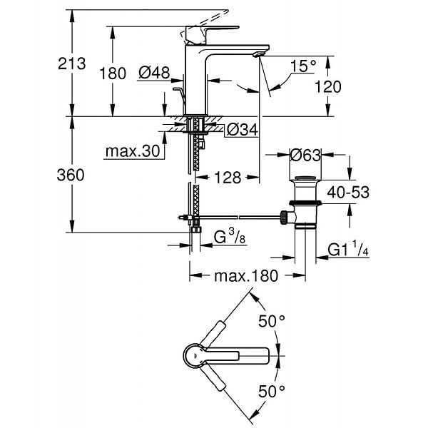 GROHE - Lineare Mitigeur Monocommande Lavabo Taille S (32114001) - large