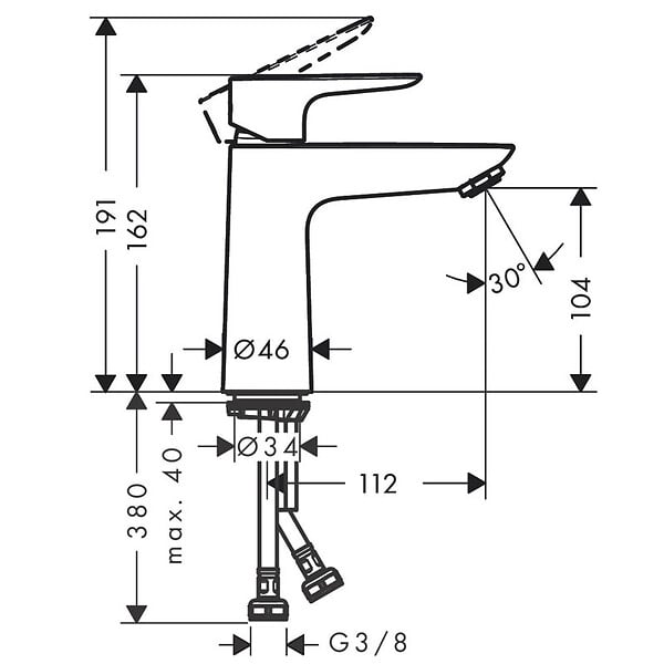HANSGROHE - Hansgrohe Talis E 110 Mitigeur de lavabo CoolStart sans tirette ni vidage (71714000) - large