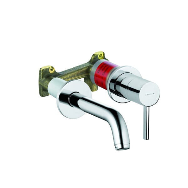 KLUDI - Kludi BOZZ Kit Mitigeur lavabo mural 2 trous à encastrer, Chrome + Corps à encastrer pour mitigeur de lavabo 2 trous (382440576-C) - large
