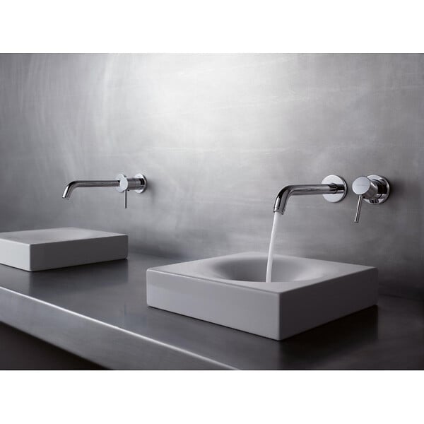 KLUDI - Kludi BOZZ Kit Mitigeur lavabo mural 2 trous à encastrer, Chrome + Corps à encastrer pour mitigeur de lavabo 2 trous (382440576-C) - large