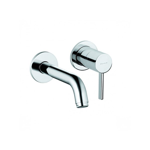 KLUDI - Kludi BOZZ Kit Mitigeur lavabo mural 2 trous à encastrer, Chrome + Corps à encastrer pour mitigeur de lavabo 2 trous (382440576-C) - large