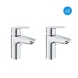 GROHE - Grohe Lot de 2 mitigeurs monocommande de lavabo, Avec vidage, Taille S, Chrome (31137002-DUO) - vignette