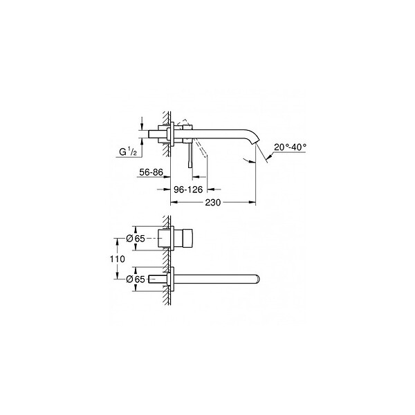 GROHE - Grohe Essence Set mitigeur Mitigeur monocommande 2 trous lavabo Taille L Hard Graphite brossé + Corps encastré (19967AL1-SET) - large