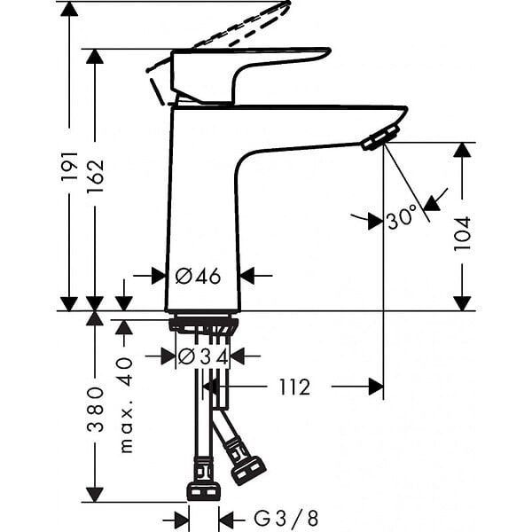 HANSGROHE - Metropol Mitigeur de lavabo 110 sans tirette ni vidage, Bronze brossé (71712140) - large