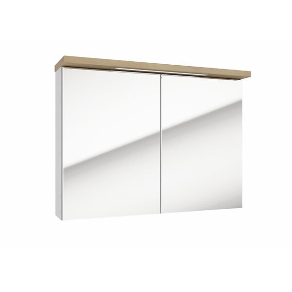 NATUREL - Naturel Armoire à miroir Naturel Stilla + LED 80x60 cm blanc (STILLAE08002) - large