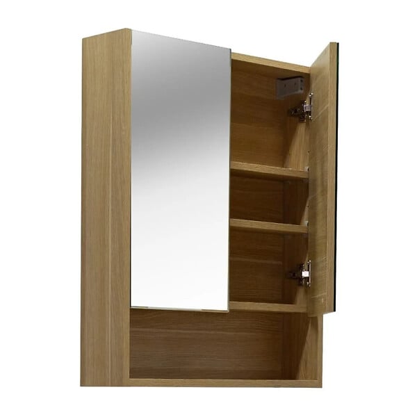 NATUREL - Lucca Armoire de toilette assemblée 60x75 cm, stratifié, 4 étagères, miroir, couleur chêne (LUCCA60CABD) - large