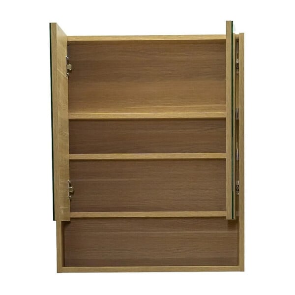 NATUREL - Lucca Armoire de toilette assemblée 60x75 cm, stratifié, 4 étagères, miroir, couleur chêne (LUCCA60CABD) - large