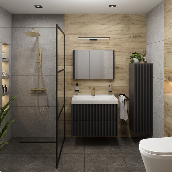 SWISS AQUA TECHNOLOGIES - Swiss Aqua Technologies Meuble de salle de bain haut SAT Delano 34x125x36 cm noir (DELANOV35CD) - large
