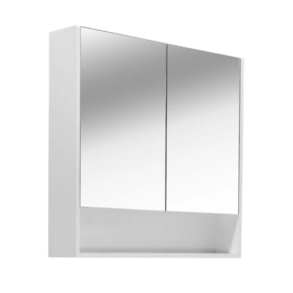 NATUREL - Lucca Armoire de toilette assemblée 80x75 cm, stratifié, 4 étagères, miroir blanc (LUCCA80CABW) - large