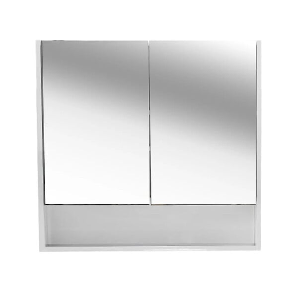 NATUREL - Lucca Armoire de toilette assemblée 80x75 cm, stratifié, 4 étagères, miroir blanc (LUCCA80CABW) - large
