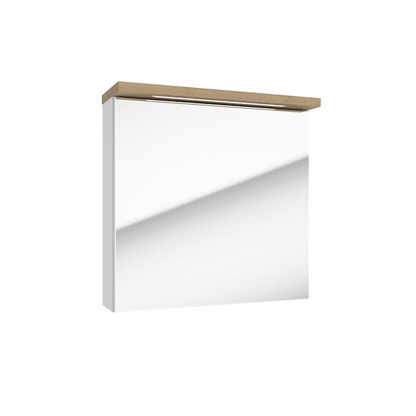 NATUREL - Armoire de toilette avec miroir, éclairage LED et prise 220V, 60x60x20 cm blanc, SAT Stilla (STILLAE06017) - large