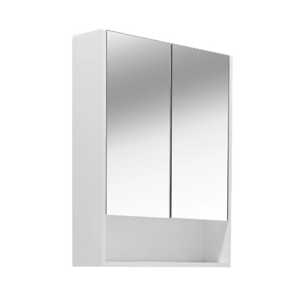 NATUREL - Lucca Armoire de salle de bain assemblée 60x75 cm, stratifié, 4 étagères, miroir blanc (LUCCA60CABW) - large