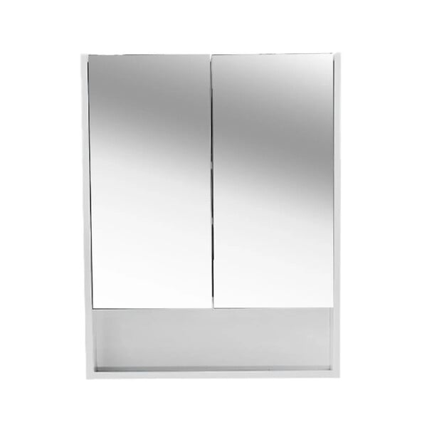 NATUREL - Lucca Armoire de salle de bain assemblée 60x75 cm, stratifié, 4 étagères, miroir blanc (LUCCA60CABW) - large