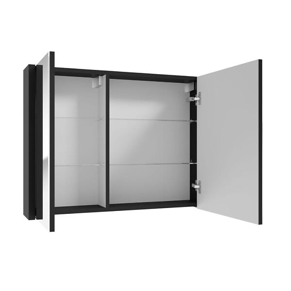 SWISS AQUA TECHNOLOGIES - Meuble à miroir SAT Delano 80x60 cm stratifié noir (DELANOG80C) - large