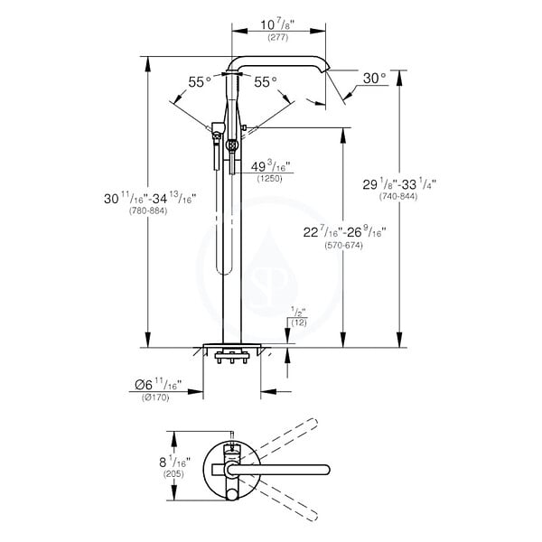 GROHE - Essence Mitigeur monocommande Bain/Douche 1/2", montage au sol (23491AL1) - large