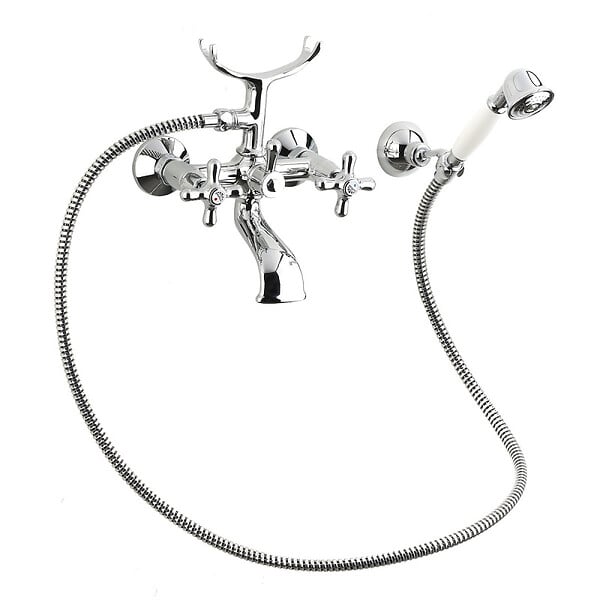 PAFFONI - Ricordi Mélangeur pour baignoire avec douchette 150mm et support, Chrome et Blanc (IR023) - large