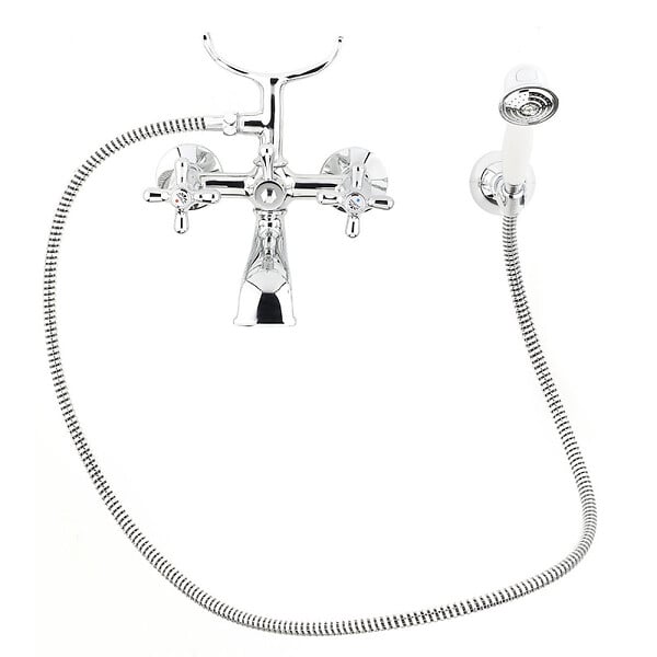 PAFFONI - Ricordi Mélangeur pour baignoire avec douchette 150mm et support, Chrome et Blanc (IR023) - large