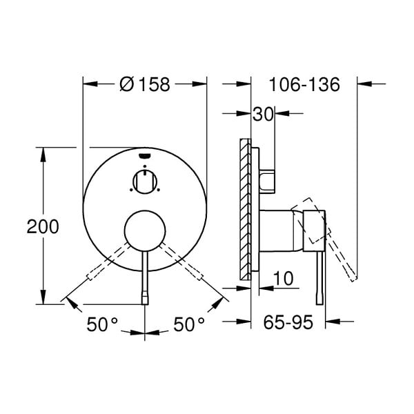 GROHE - Essence mitigeur monocommande 3 sorties avec inverseur (G24092GN1) - large
