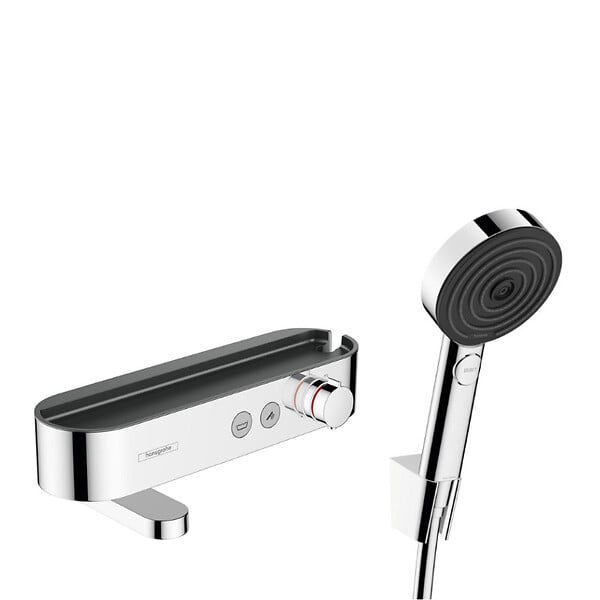 HANSGROHE - Hansgrohe ShowerTablet Select Set Mitigeur Thermostatique douche/bain + Douchette 105mm 3 jets + Flexible douche 160cm + Support mural - large