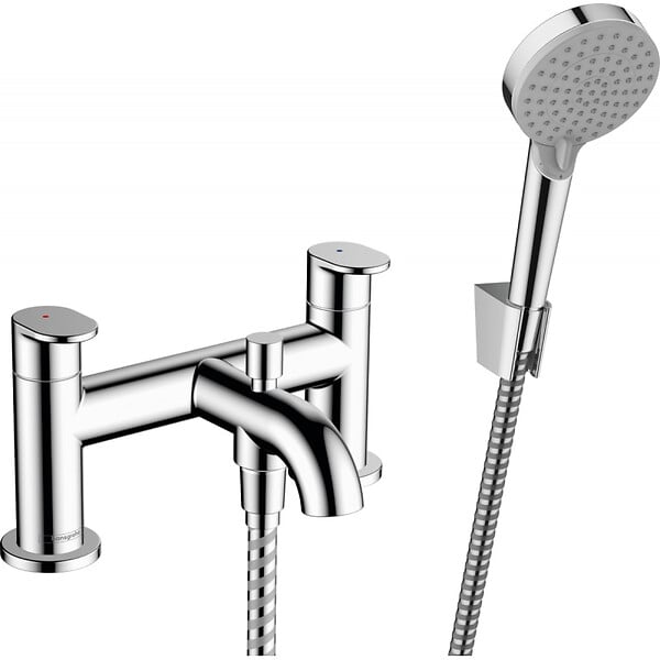 HANSGROHE - Vernis Blend Set bain/douche mitigeur + Douchette à main avec support mural, Chrome (71461000) - large