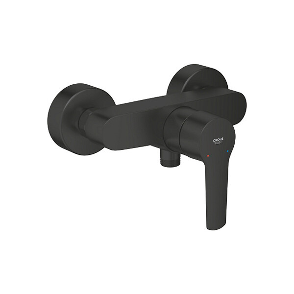 GROHE - Grohe Set de douche mitigeur monocommande + Douchette 2 jets + support mural + Flexible 1750 mm, noir mat - large