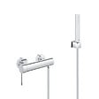 GROHE - Grohe Set de douche Mitigeur de douche Essence + Douchette Stick 1 jet, support mural, flexible, Chrome (33636001-CUBESTICK) - vignette