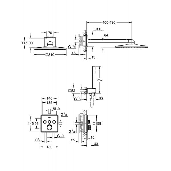 GROHE - Grohe SmartControl Set de douche + GrohClean Nettoyant pour robinetteries (34712000) - large