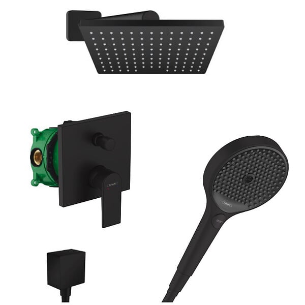 HANSGROHE - Hansgrohe Vernis Shape Rainfinity Set de douche tout en 1 avec Douche de tête 230 XXL + Douchette à main 3 jets, Noir mat - large