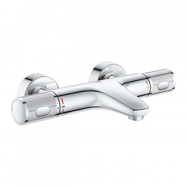 GROHE - Grohe Set bain/douche Mitigeur thermostatique Precision Feel + Douchette stick 1 jet Euphoria Cosmopolitan, Chrome (34788000-Euphoria) - large