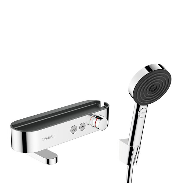HANSGROHE - Hansgrohe ShowerTablet Select Set Mitigeur Thermostatique douche/bain + Douchette 105mm 3 jets + Flexible douche 160cm + Support mural - large