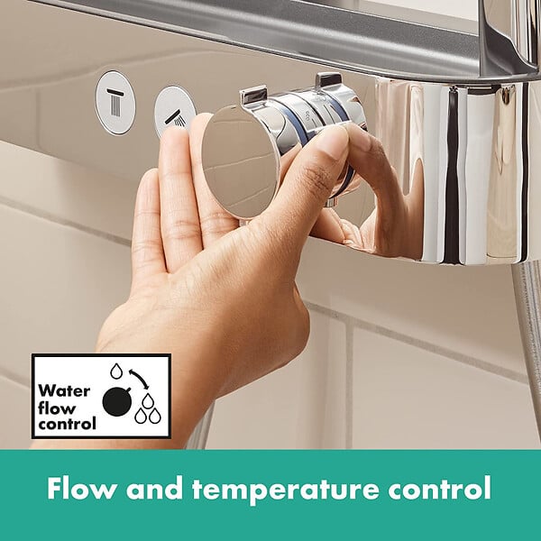 HANSGROHE - Hansgrohe ShowerTablet Select Set Mitigeur Thermostatique douche/bain + Douchette 105mm 3 jets + Flexible douche 160cm + Support mural - large