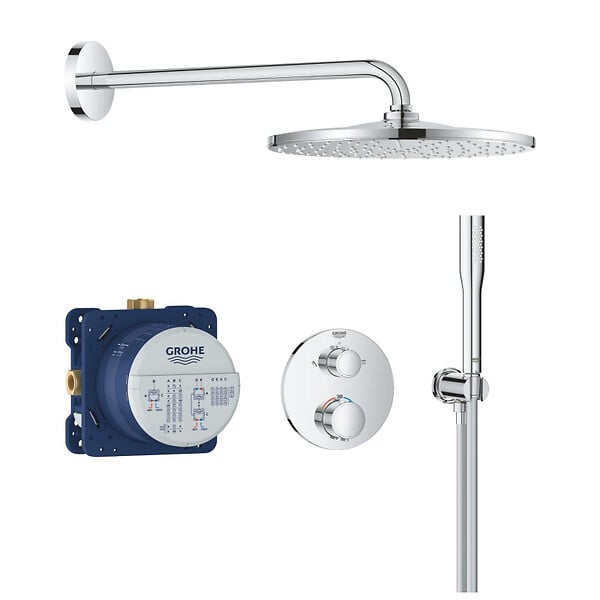 GROHE - Grohe Precision Set de douche encastrée avec mitigeur thermostatique + Douche de tête + Douchette, chrome (G34880000) - large