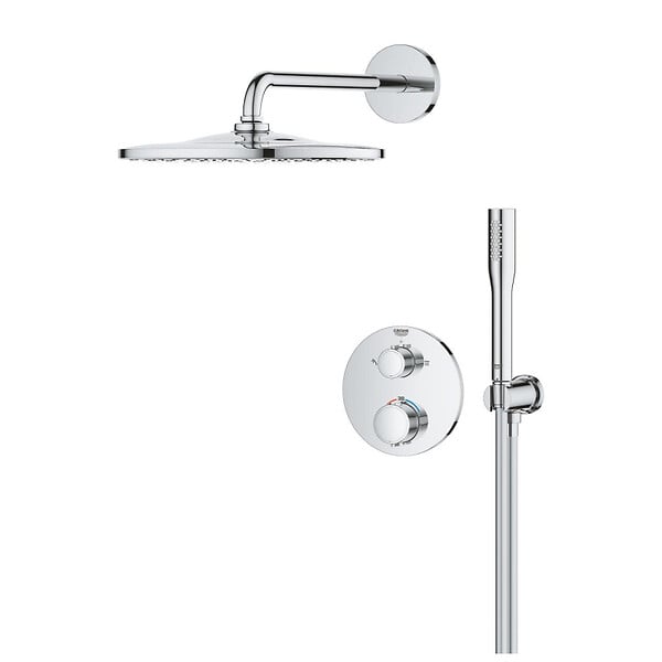 GROHE - Grohe Precision Set de douche encastrée avec mitigeur thermostatique + Douche de tête + Douchette, chrome (G34880000) - large