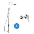 SWISS AQUA TECHNOLOGIES - Swiss Aqua Technologies /Grohe Set de douche avec mitigeur + Douchette 3 jets barre avec curseur + Douche de tête XXL 254 mm Chrome - vignette