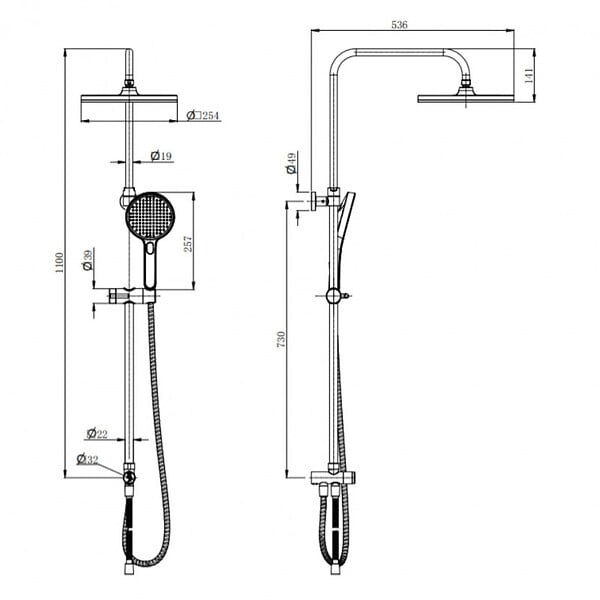 SWISS AQUA TECHNOLOGIES - Swiss Aqua Technologies /Grohe Set de douche avec mitigeur + Douchette 3 jets barre avec curseur + Douche de tête XXL 254 mm Chrome - large