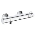 GROHE - Grohe Set de douche Mitigeur thermostatique Grohtherm + Douchette Stick 1 jet, support mural, flexible, Chrome (34558000-CUBESTICK) - vignette