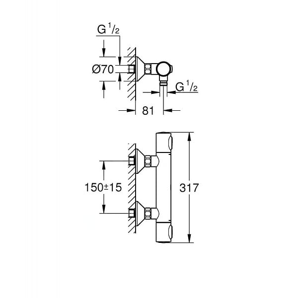 GROHE - Grohe Precision Flow Mitigeur de douche thermostatique, SafeStop, Chrome (34840000) - large
