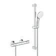 GROHE - Grohe Grohtherm 800 Set Mitigeur thermostatique douche 1/2" + Douchette 2 jets + Barre de douche 60cm + Flexible (G34565002) - vignette