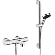 HANSGROHE - Hansgrohe Ecostat Set Mitigeur Thermostatique bain/douche + Douchette à main XXL 105mm 3 jets, flexible douche 160cm, barre 65cm - vignette