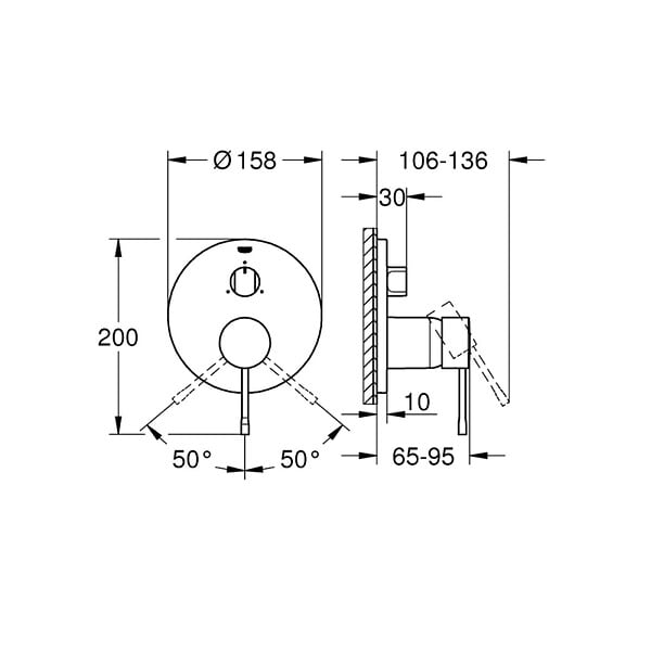 GROHE - Grohe Essence mitigeur monocommande 3 sorties avec inverseur, gris foncé brossé (G24092AL1) - large
