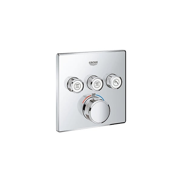 GROHE - Grohe Grohtherm SmartControl Set de douche tout en 1 avec douche de tête 31cm + Douchette 1 jet, Chrome (34706000-310CUBE) - large
