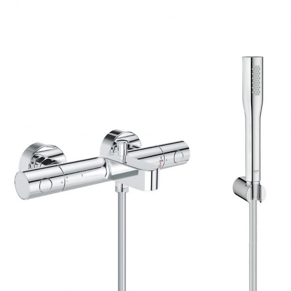 GROHE - Grohe Set bain/douche Mitigeur thermostatique Grohtherm 800 + Douchette stick 1 jet Euphoria Cosmopolitan, Chrome (34772000-Euphoria) - large