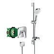 HANSGROHE - Hansgrohe Logis Pack Mitigeur encastré + Fixfit Square + Barre de douche + Porte-savon + Douchette à main, Chrome (71605000-Crometta2) - vignette