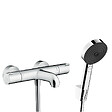 HANSGROHE - Hansgrohe Ecostat Set Mitigeur Thermostatique bain/douche + Douchette à main 105mm 3 jets + Flexible douche 160cm + Support mural, Chrome - vignette