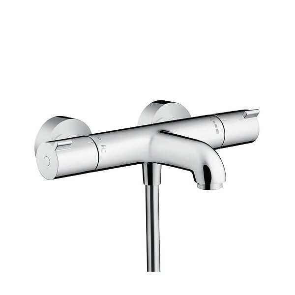 HANSGROHE - Hansgrohe Ecostat Set Mitigeur Thermostatique bain/douche + Douchette à main 105mm 3 jets + Flexible douche 160cm + Support mural, Chrome - large